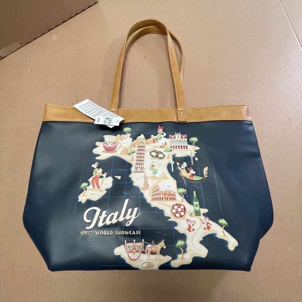 Disney Parks EPCOT World Showcase Italy Pavilion Illustrated Map Tote Bag NEW